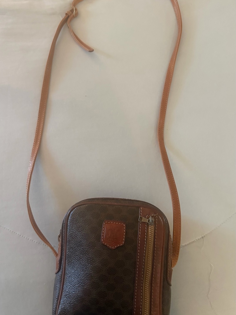 Celine Brown with Tan Trim Crossbody Bag